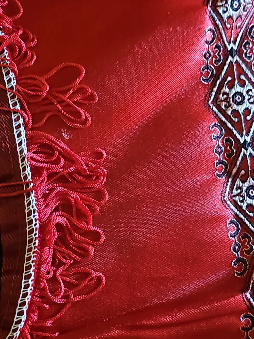 Vintage Chinese RED Silk Brocade Large Piano Shawl / Tablecloth Tapestry